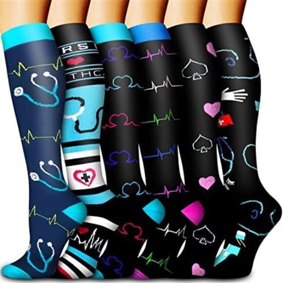 6 Pack Women's Assorted Copper Compression Socks